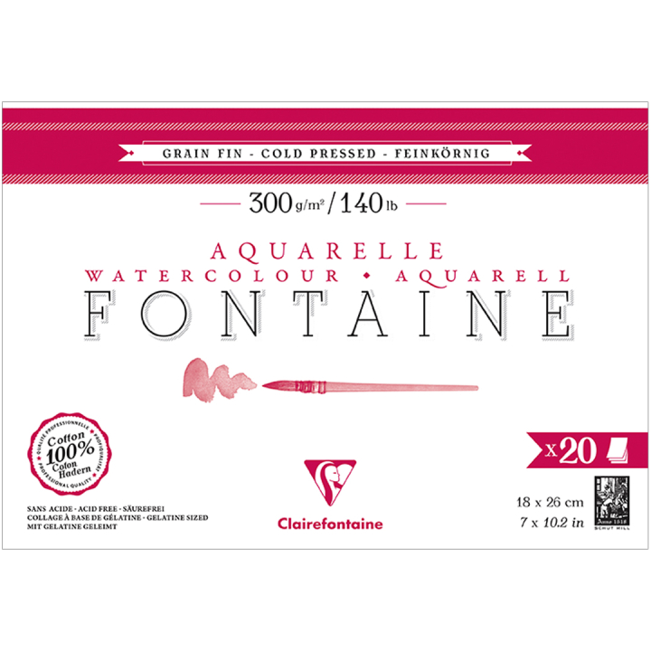 Fontaine Watercolor block CP 18x26 cm 300g in the group Paper & Pads / Artist Pads & Paper / Watercolour Pads at Pen Store (136140)