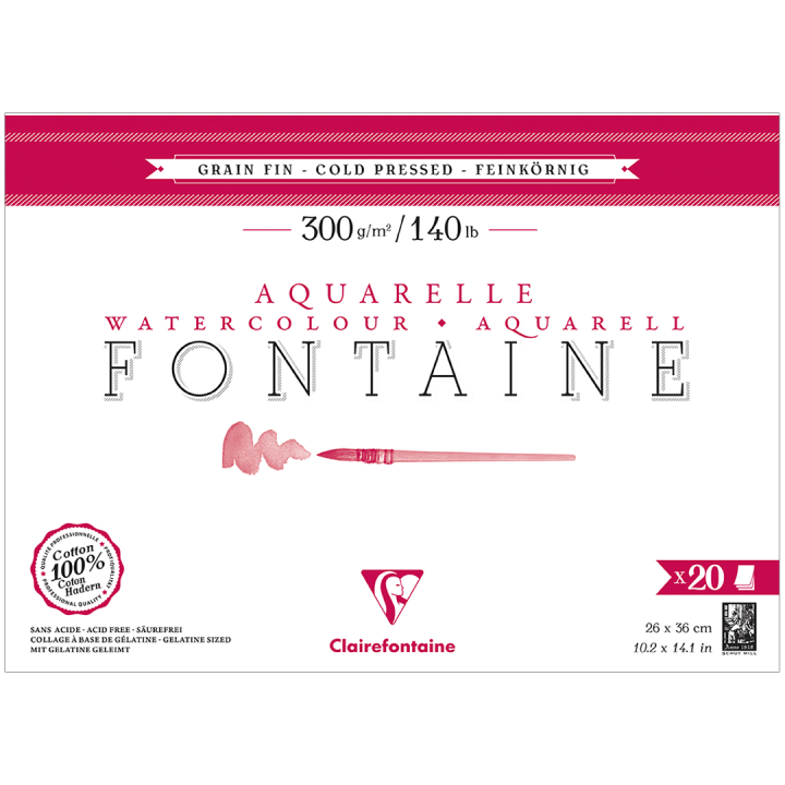 Fontaine Watercolor block CP 26x36 cm 300g in the group Paper & Pads / Artist Pads & Paper / Watercolour Pads at Pen Store (136142)