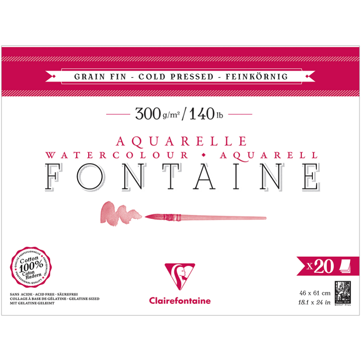 Fontaine Watercolor block CP 46x61 cm 300g in the group Paper & Pads / Artist Pads & Paper / Watercolour Pads at Pen Store (136145)