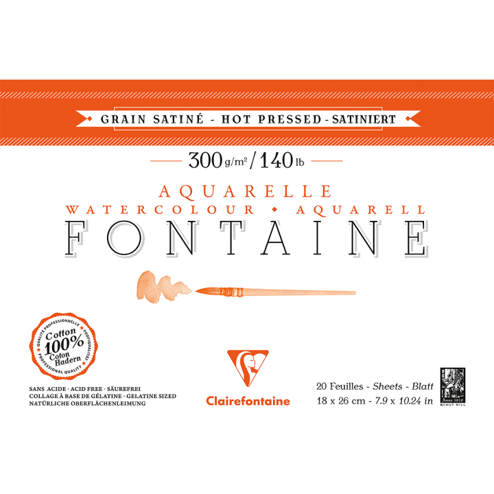 Fontaine Watercolor block HP 18x26 cm 300g in the group Paper & Pads / Artist Pads & Paper / Watercolour Pads at Pen Store (136146)