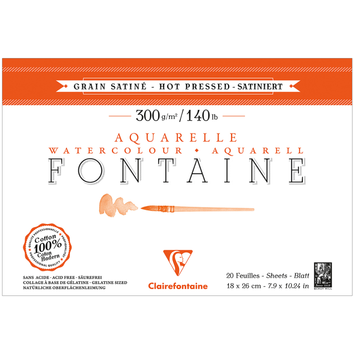 Fontaine Watercolor block HP 18x26 cm 300g in the group Paper & Pads / Artist Pads & Paper / Watercolour Pads at Pen Store (136146)