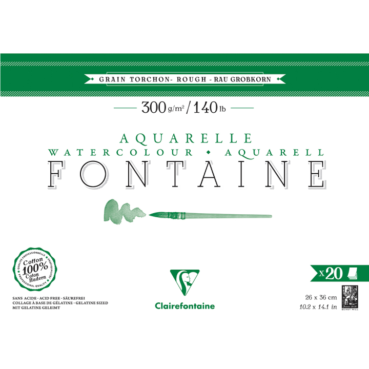 Fontaine Watercolor block Rough 26x36 cm 300g in the group Paper & Pads / Artist Pads & Paper / Watercolour Pads at Pen Store (136154)