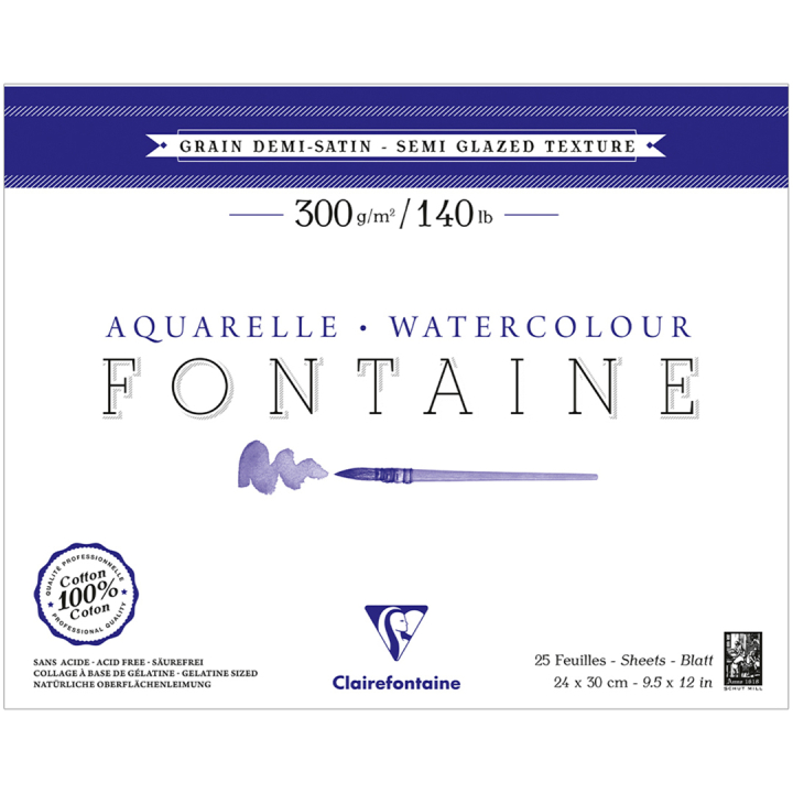 Fontaine Watercolor block Semi-Glazed 24x30 cm 300g in the group Paper & Pads / Artist Pads & Paper / Watercolour Pads at Pen Store (136159)