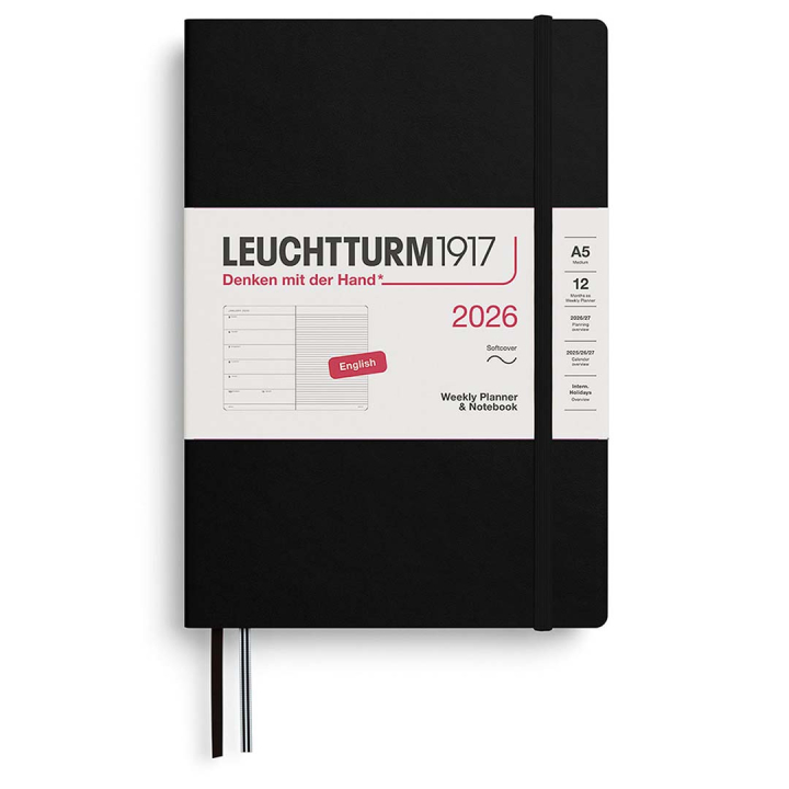Planner Weekly Planner & Notebook 2026 A5 Soft Cover Black in the group Paper & Pads / Planners / 12-Month Planners at Pen Store (136238)