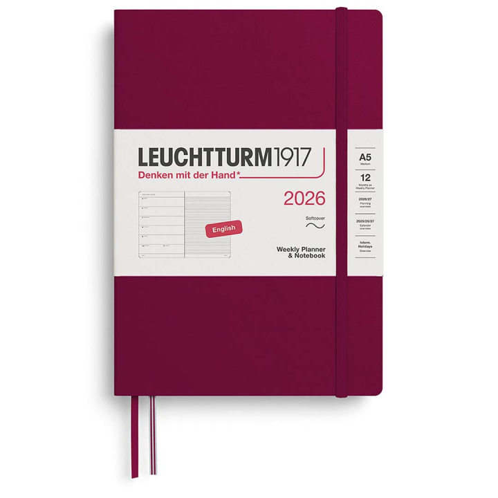 Planner Weekly Planner & Notebook 2026 A5 Soft Cover Port Red in the group Paper & Pads / Planners / 12-Month Planners at Pen Store (136241)