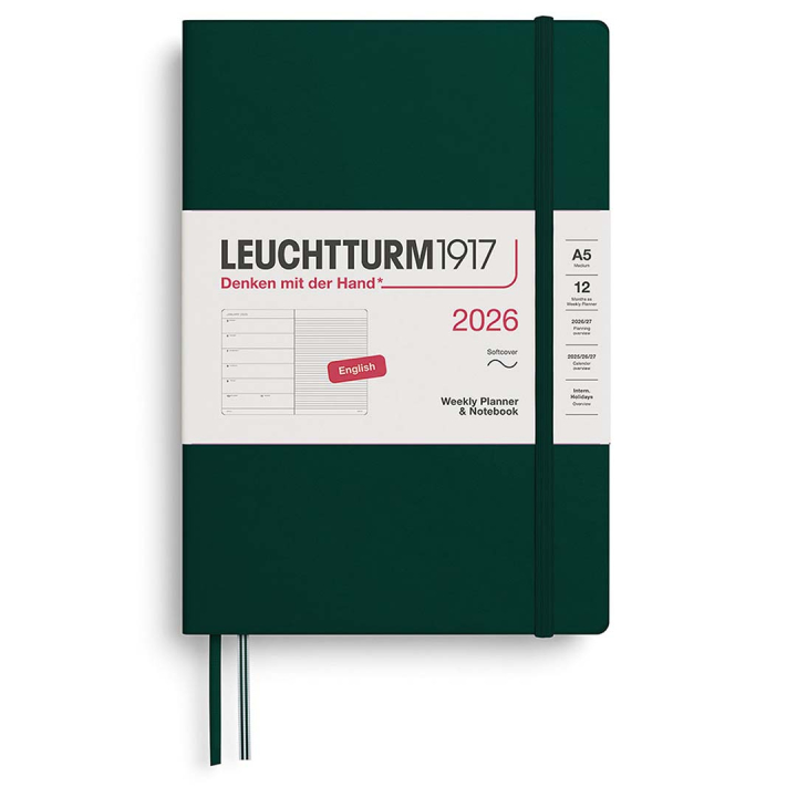 Planner Weekly Planner & Notebook 2026 A5 Soft Cover Forest Green in the group Paper & Pads / Planners / 12-Month Planners at Pen Store (136246)