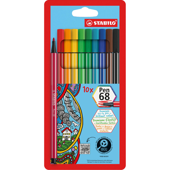 Pen 68 Fibre-tip Pen 10-pack in the group Pens / Artist Pens / Felt Tip Pens at Pen Store (136788)