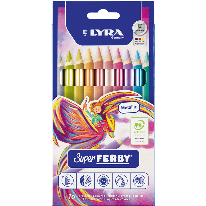 Super Ferby 10-piece metallic set (3+) in the group Kids / Kids' Pens / Coloring Pencils for Kids at Pen Store (136892)