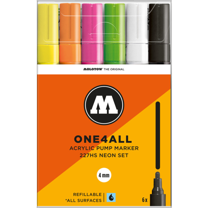 One4All 227HS 4mm Neon 6-pack in the group Pens / Artist Pens / Acrylic Markers at Pen Store (136938)