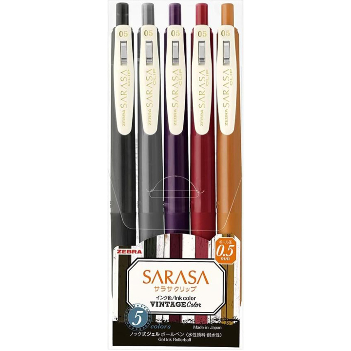 Sarasa Clip Vintage B 5-pack in the group Pens / Writing / Gel Pens at Pen Store (137260)