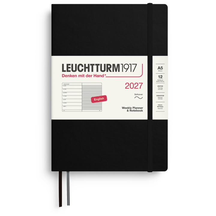 Planner Weekly Planner & Notebook 2027 A5 Soft Cover Black in the group Paper & Pads / Planners / 12-Month Planners at Pen Store (137493)