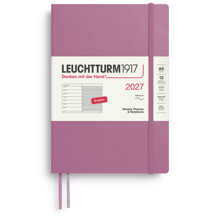 Planner Weekly Planner & Notebook 2027 A5 Soft Cover Dusty Rose in the group Paper & Pads / Planners / 12-Month Planners at Pen Store (137495)