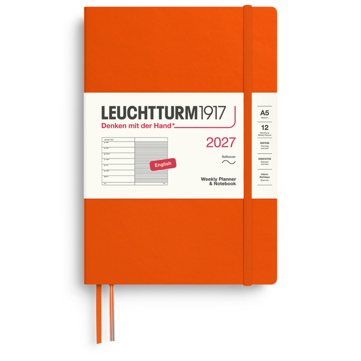 Planner Weekly Planner & Notebook 2027 A5 Soft Cover Pumpkin in the group Paper & Pads / Planners / 12-Month Planners at Pen Store (137498)