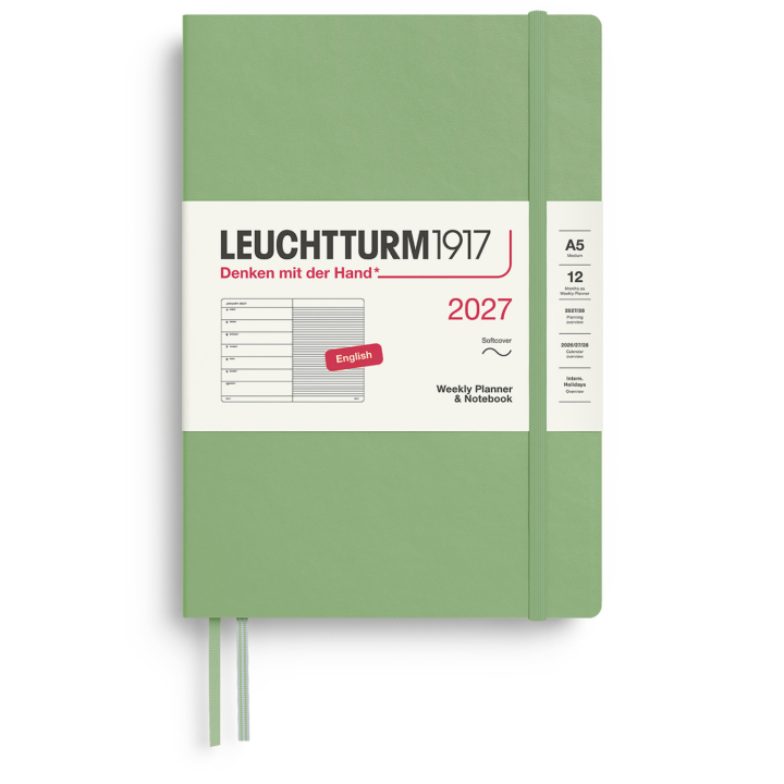 Planner Weekly Planner & Notebook 2027 A5 Soft Cover Sage in the group Paper & Pads / Planners / 12-Month Planners at Pen Store (137500)