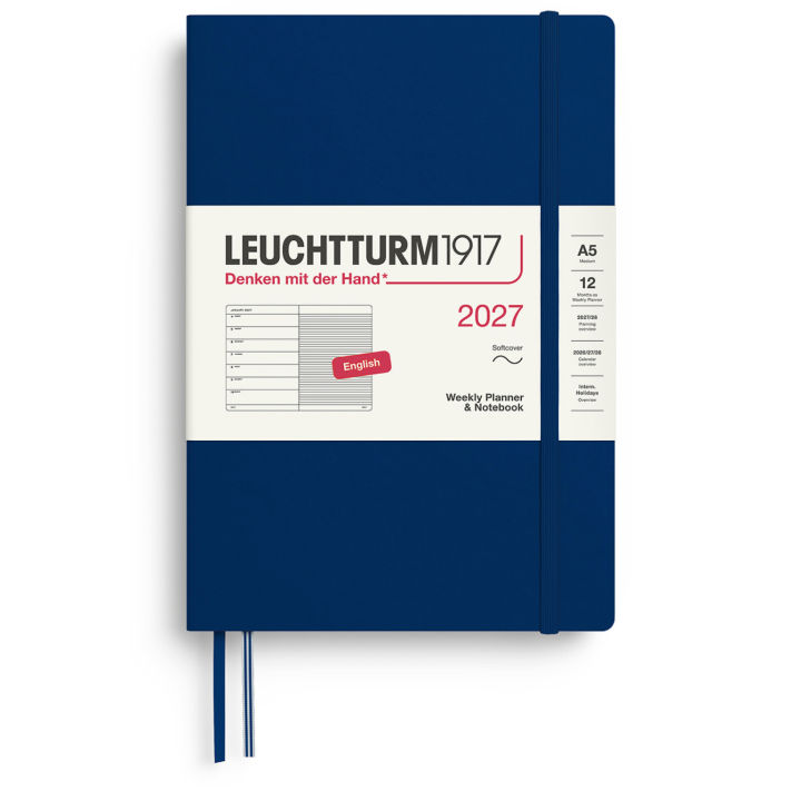 Planner Weekly Planner & Notebook 2027 A5 Soft Cover Navy in the group Paper & Pads / Planners / 12-Month Planners at Pen Store (137504)