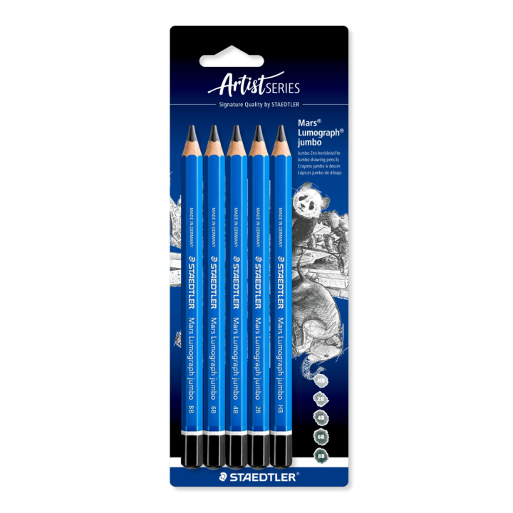 Pencil Mars Lumograph Jumbo set of 5 in the group Pens / Writing / Pencils at Pen Store (137597)