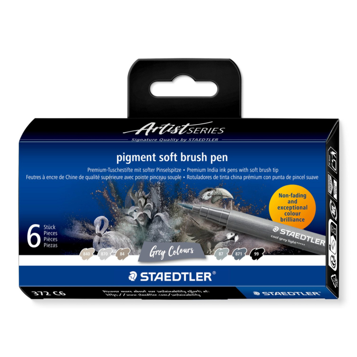 Pigment Arts Soft Brush Pen set of 6 Grey in the group Pens / Artist Pens / Brush Pens at Pen Store (137626)