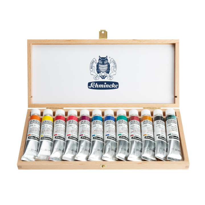 Horadam Aquarell Wooden Box 12x20 ml in the group Art Supplies / Artist colours / Watercolour Paint / Watercolour in tube at Pen Store (137790)
