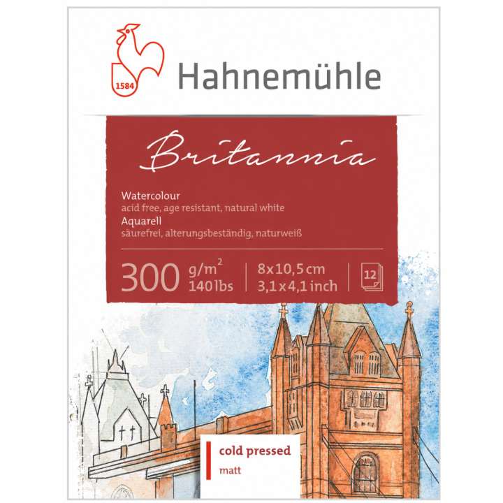 Watercolour Paper Britannia 300 g Matt 8 x 10,5 cm in the group Paper & Pads / Artist Pads & Paper / Watercolour Pads at Pen Store (138013)