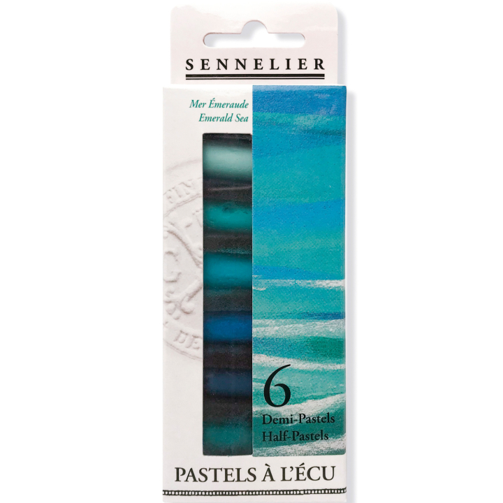 Soft Pastel à l'écu Half Stick Emerald Sea Set of 6 in the group Art Supplies / Crayons & Graphite / Pastel Crayons at Pen Store (138015)