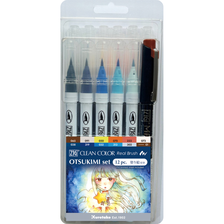 Clean Color Real Brush Set 12 pcs Otsukimi Colors in the group Pens / Artist Pens / Brush Pens at Pen Store (138139)
