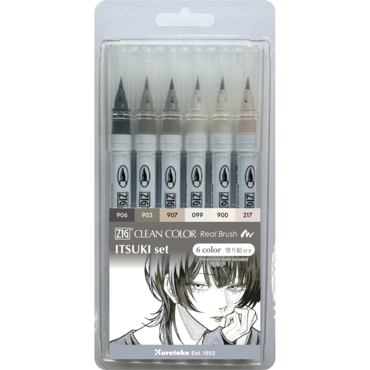 Clean Color Real Brush Set 6 pcs Itsuki colors in the group Pens / Artist Pens / Brush Pens at Pen Store (138140)