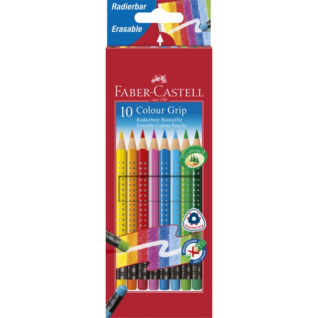 Colour Grip Erasable Coloring Pencils - Set of 10