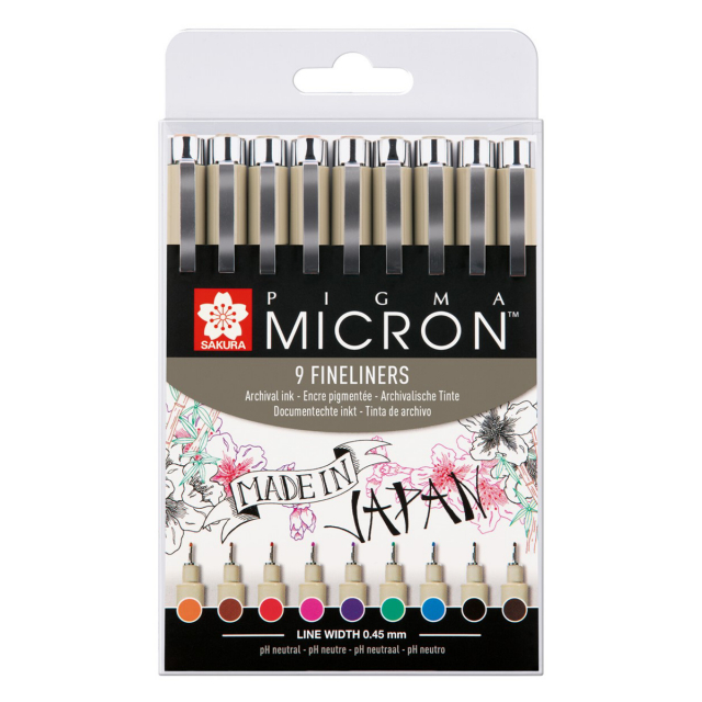 Pigma Micron Fineliner Colour 9-pack