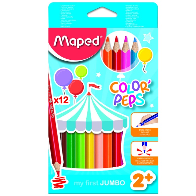 Mega Jumbo pencils, Set of 12 colors, Perfect for Toddler, Pre-School and  Early Learners.