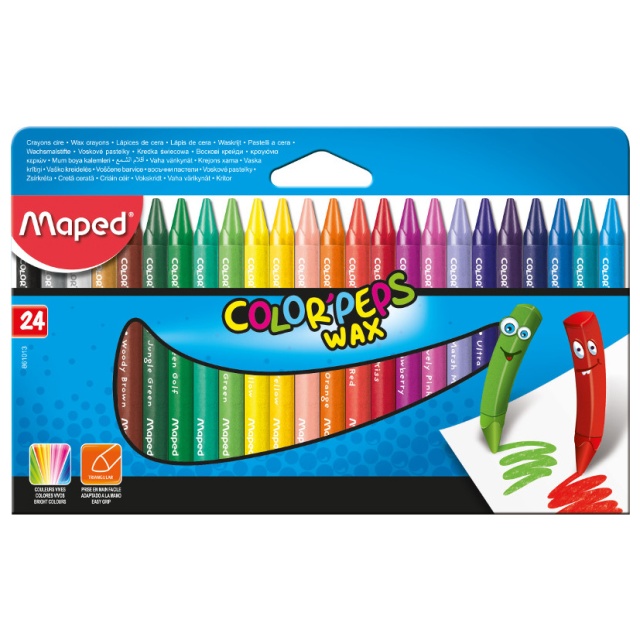 Maped Color'peps My First Jumbo Triangular Wax Crayons, 12 Per