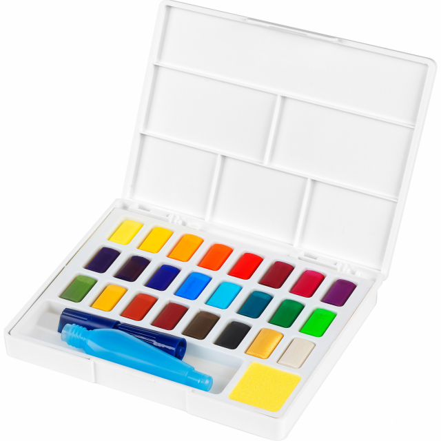 24 Watercolors + Water brush