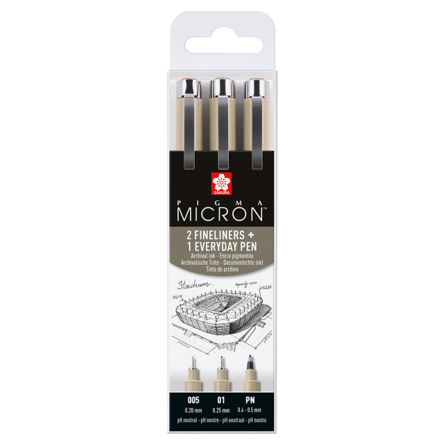 Pigma Micron Fineliner Set of 3 Thin
