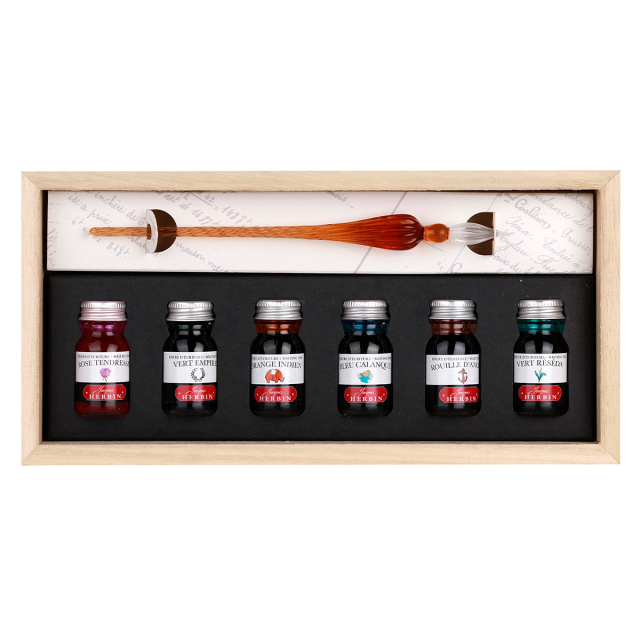 Calligraphy Set with Glass Pen & Ink