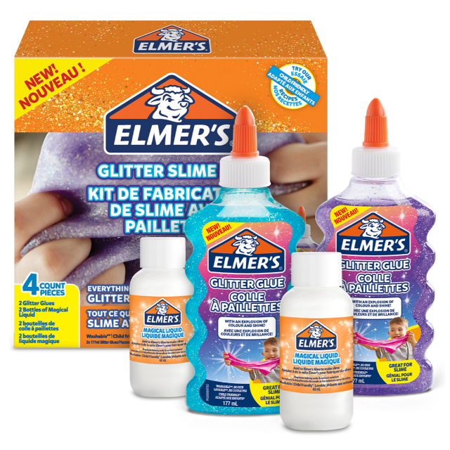 Elmer's Glue Slime Starter Kit with Clear PVA glue, Glitter Glue Pens  Activator