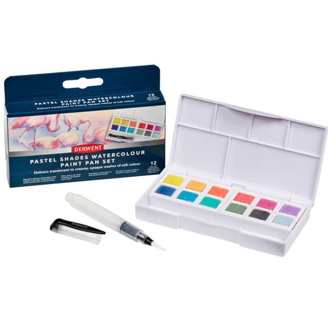 Pastel Shades Watercolour Paint Pan Set 12 half pans