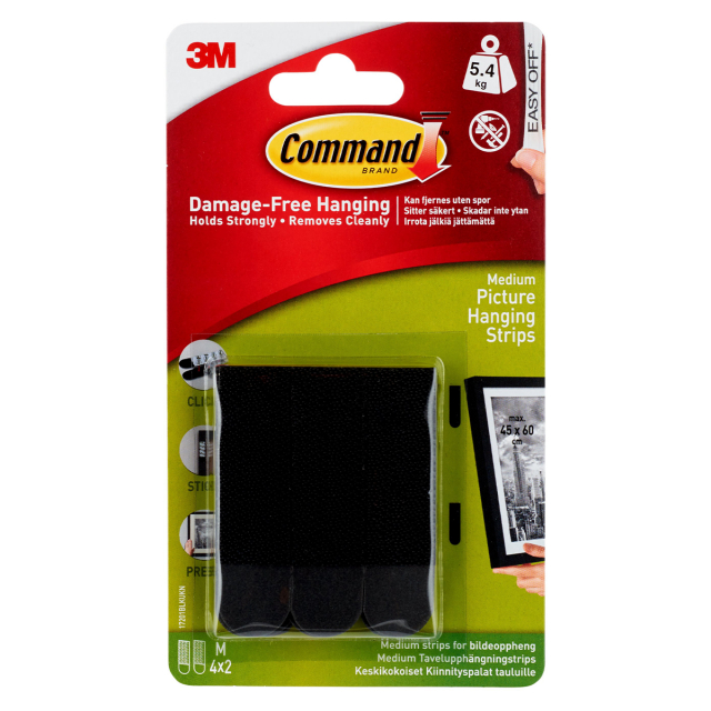 Command Hanging Strips Medium Black 