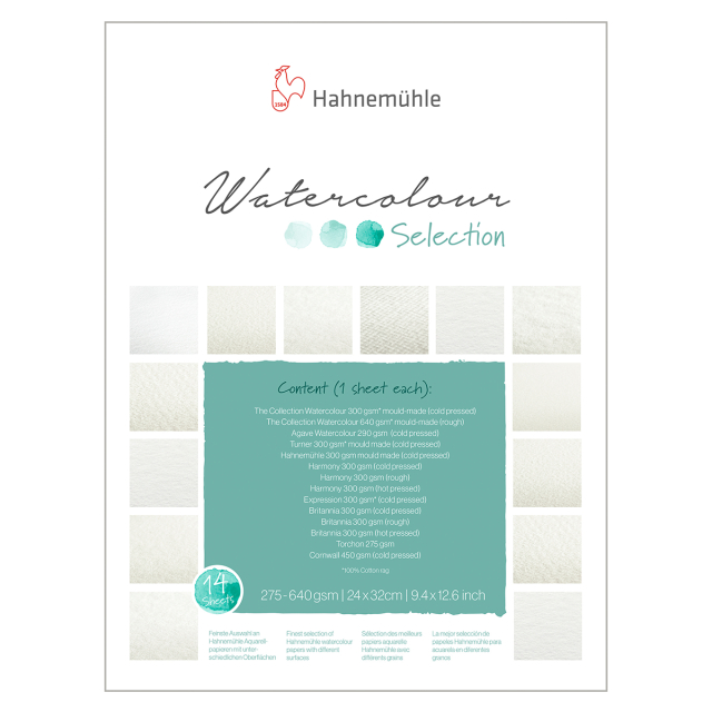 Watercolour Selection 14 sample sheets 24x32 cm