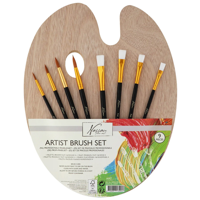 Brushes 8-set + Wooden palette