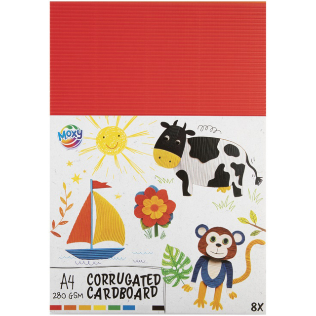 Coloured corrugated Cardboard A4 8-pack