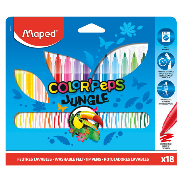 Colorpeps Jungle Felt Tip Pens Pack of 18