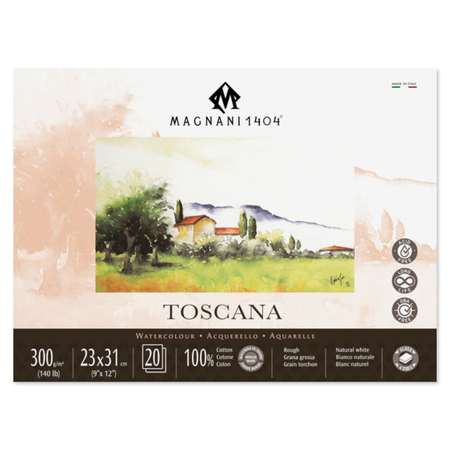 Watercolour Pad Toscana 100% Cotton 300g Rough 23x31cm 20 Sheets
