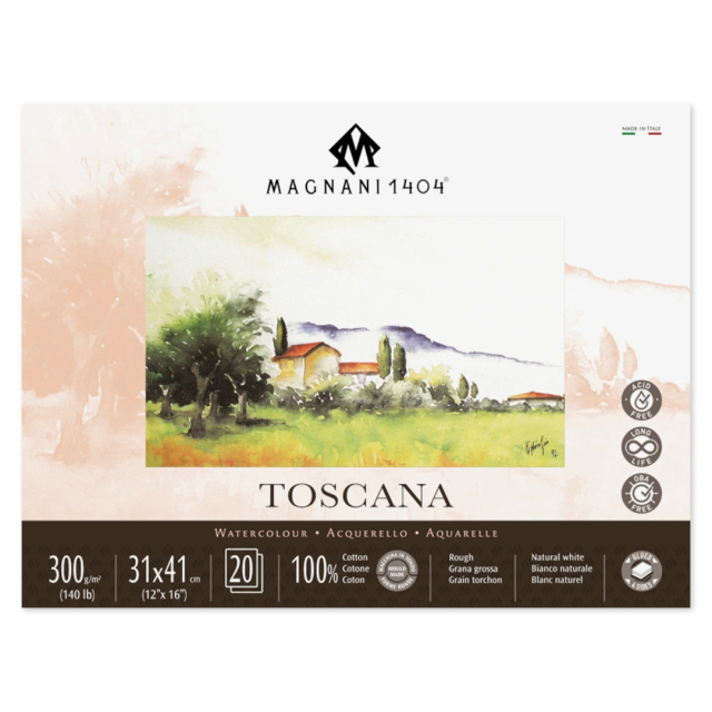 Watercolour Pad Toscana 100% Cotton 300g Rough 31x41cm 20 Sheets