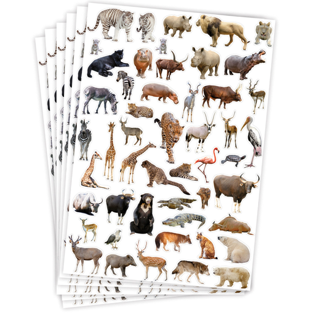Stickers wild animals 6 sheets