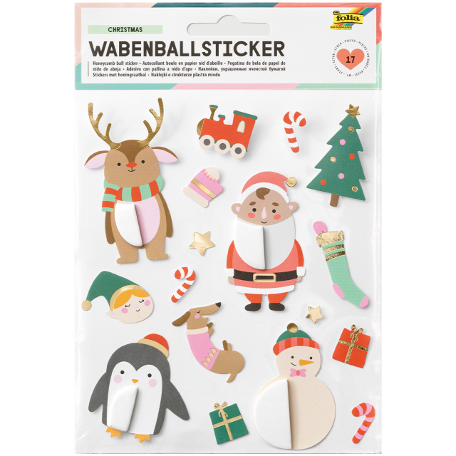 Stickers Honeycomb ball Christmas 1 Sheets