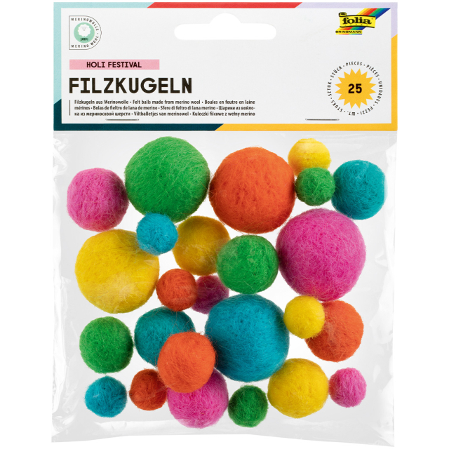 Felt Balls Holi Festival 25-pack