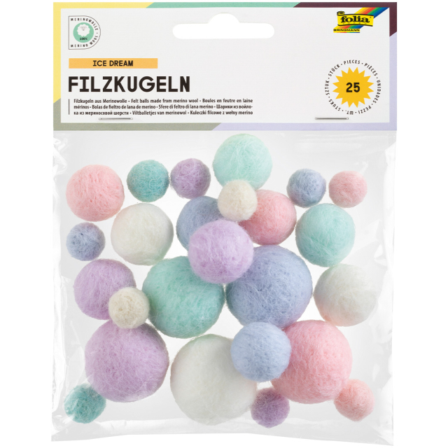 Felt Balls Ice Dream  25-pack
