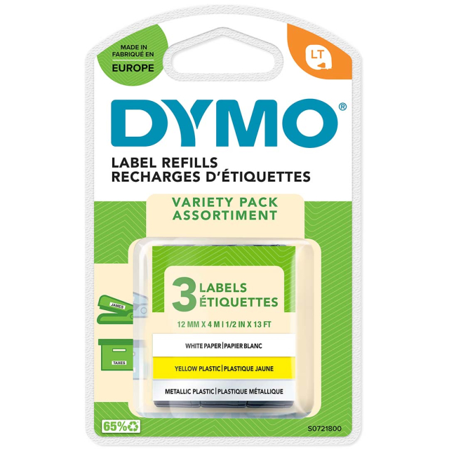 LetraTag labels 12mm x 4m 3-pack