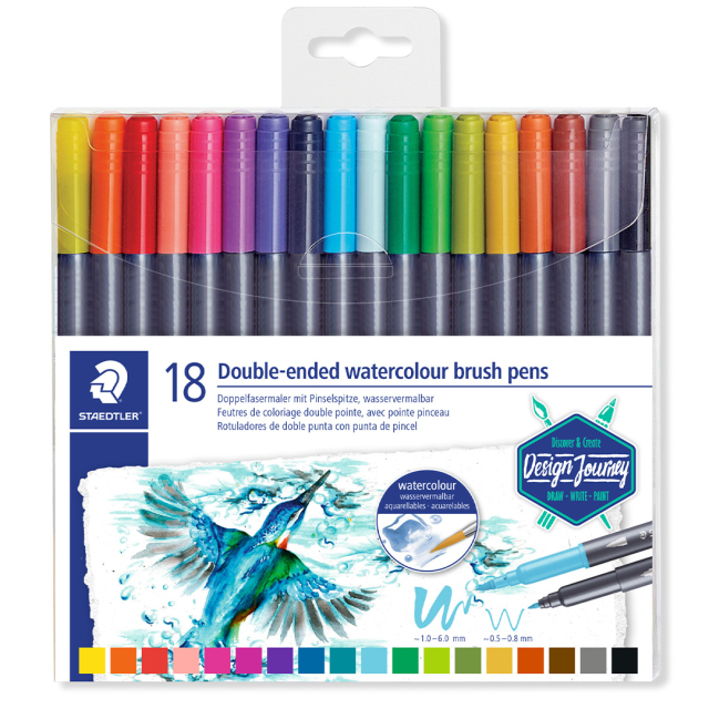 Double-ended watercolour brush pen 18 pcs