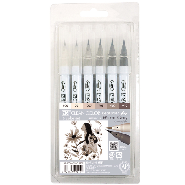 Clean Color Real Brush Set 6 pcs Warm Gray