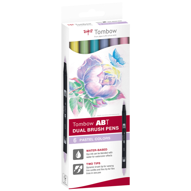 ABT Dual Brush pen Set 6 pcs Pastel